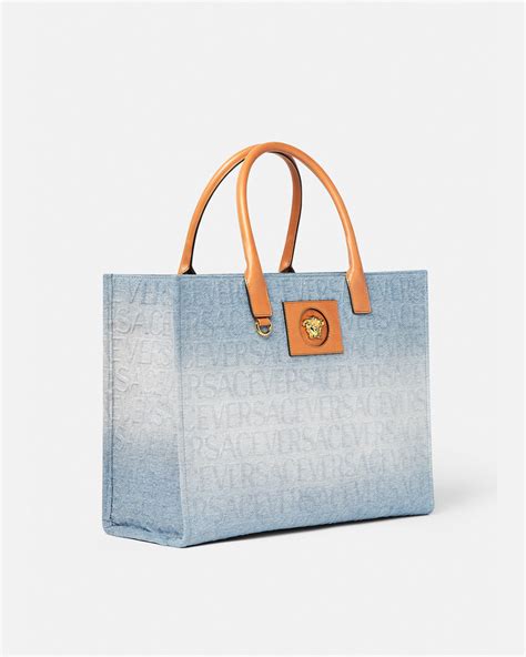 versace jeans shopping tote e1 vpbbe1 75604 723|Versace denim tote bag.